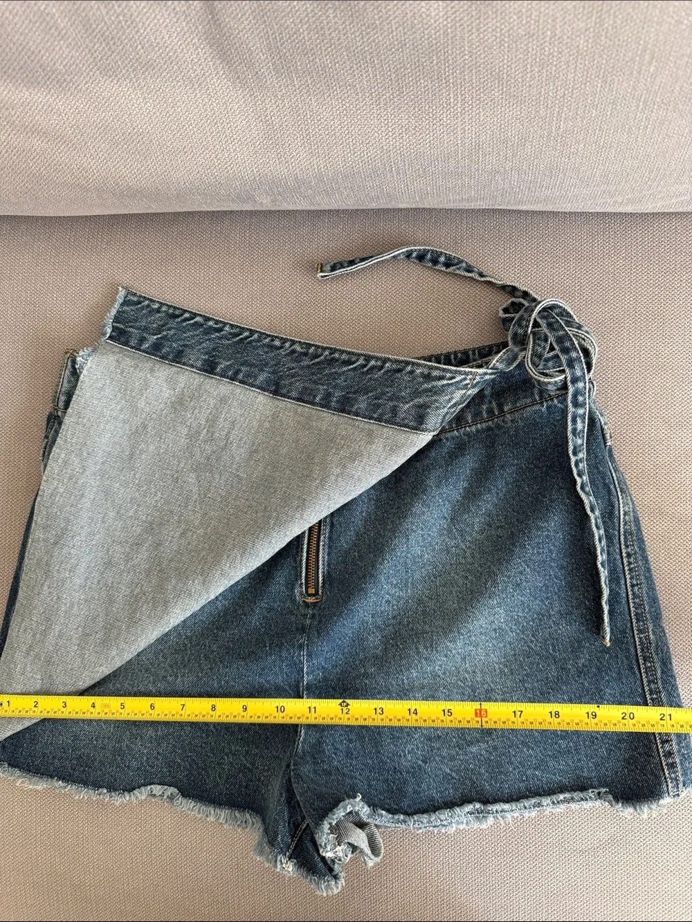 Altar'd State Denim Wrap Skort in Blue Size XL